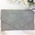 9161 -GREY PU LEATHER CLUTCH BAG